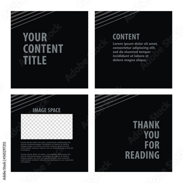 Fototapeta Dark theme social media template with image space. 
