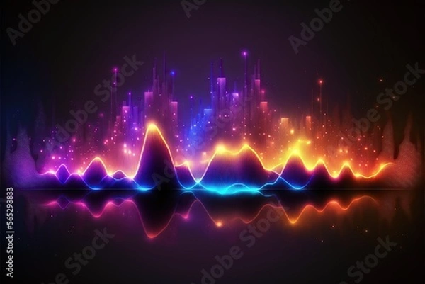 Fototapeta Abstract Sound waves. Frequency audio waveform, music wave HUD interface elements, voice graph signal cyberpunk, Generative ai