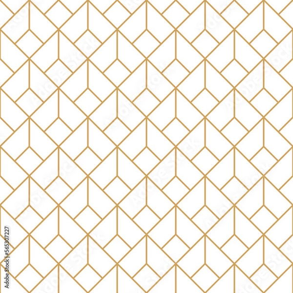 Fototapeta geometric ornamental seamless pattern with beige gold oriental grid line isolated on transparent background , cut out, png, illustration