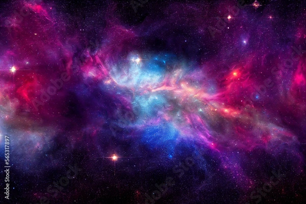 Obraz HD Wallpaper of colorful space stars galaxy nebula rendering Generative AI Content by Midjourney