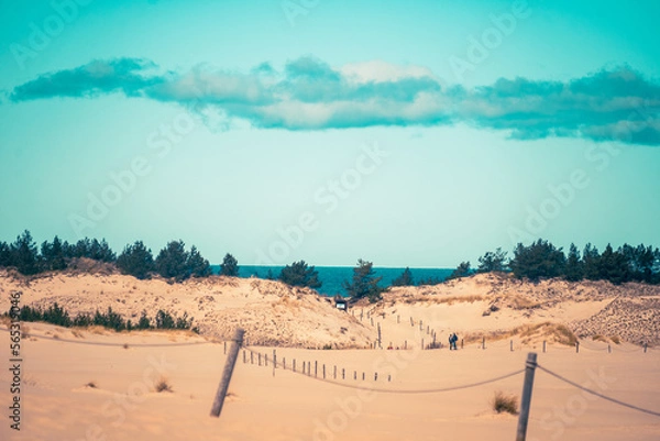 Fototapeta sand dunes, turquise sky, copy space