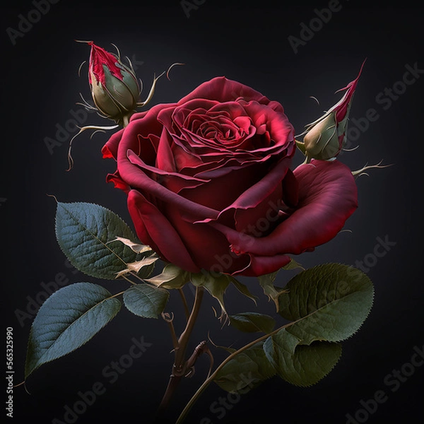 Obraz Dark red rose close up 