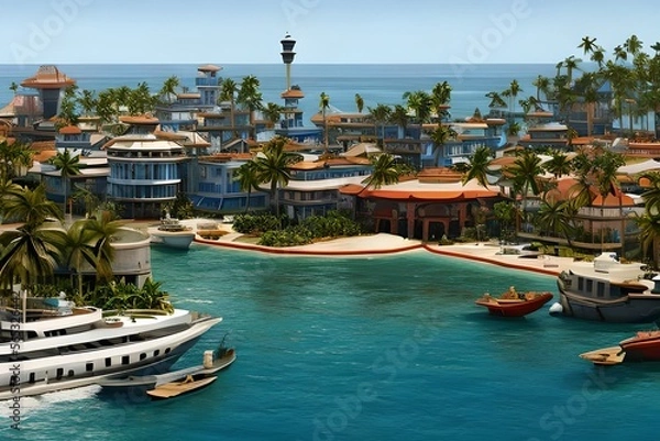 Fototapeta pool at the beach. Generative AI.