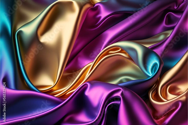Fototapeta Silk Satin Background: A Beautiful Abstract Stock Photo of Soft Wavy Folds in the Fabric for Weddings, Anniversaries, Valentine's Day and Love