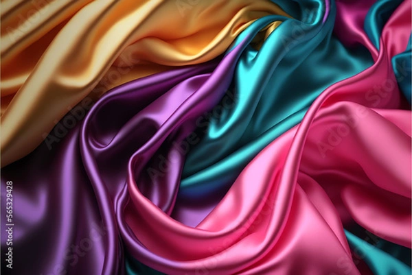 Fototapeta Silk Satin Background: A Beautiful Abstract Stock Photo of Soft Wavy Folds in the Fabric for Weddings, Anniversaries, Valentine's Day and Love