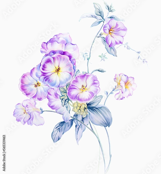 Fototapeta Flowers watercolor illustration. Manual composition.Design for cover, fabric, textile, wrapping paper .