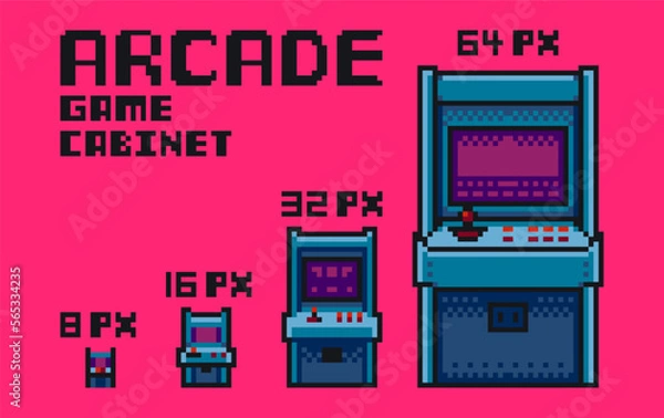 Obraz Arcade game cabinet machine, pixel art.