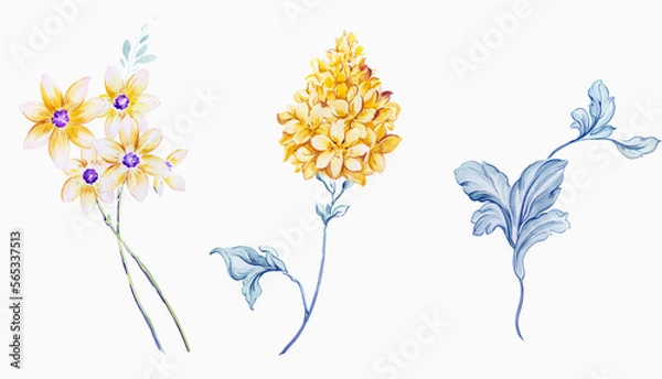 Obraz Flowers watercolor illustration. Manual composition.Design for cover, fabric, textile, wrapping paper .