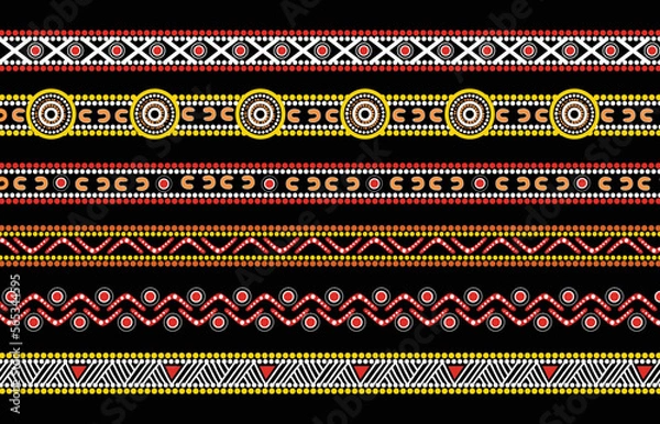 Obraz Aboriginal dot art border style vector background
