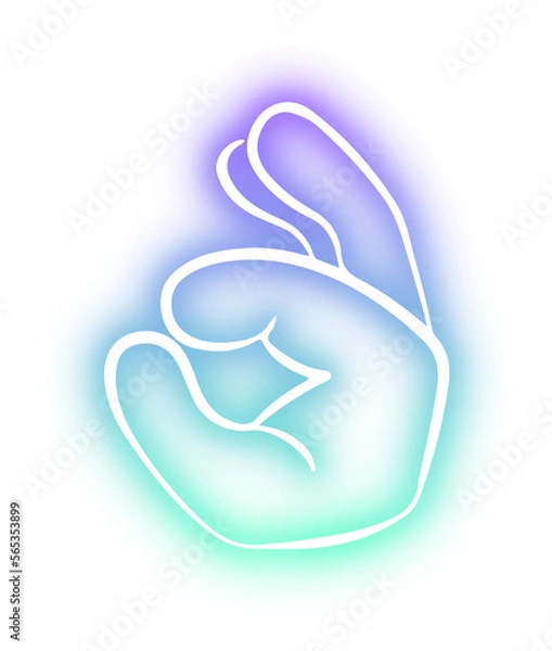 Obraz Set of Hands poses neon