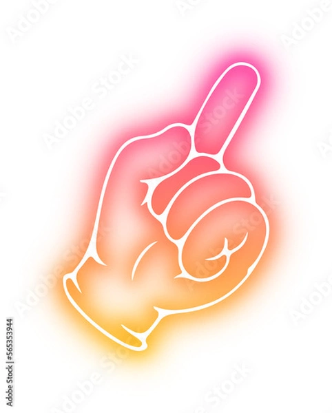 Fototapeta Set of Hands poses neon