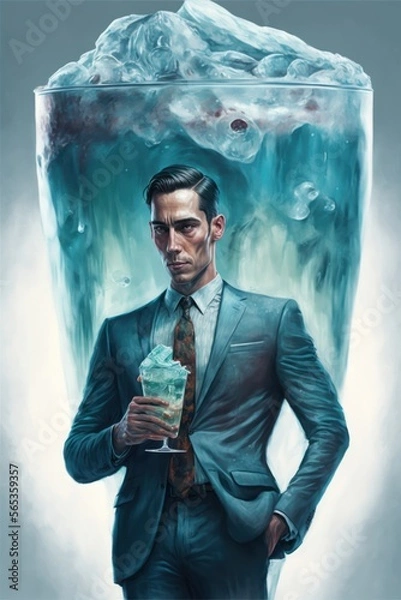 Obraz Mann im Anzug trinkt einen Cocktail (Generative AI)