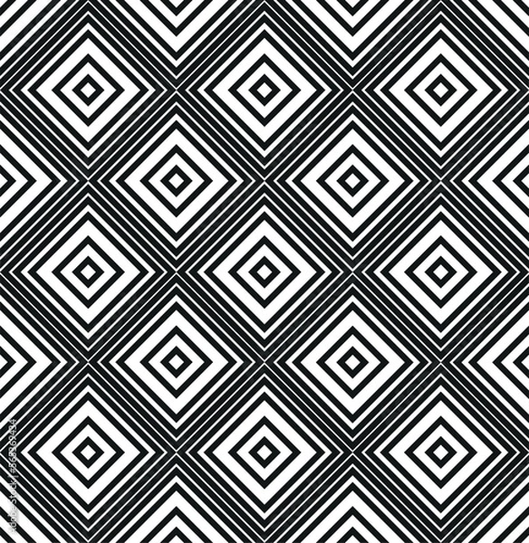 Fototapeta Black and white geometric seamless pattern vector. 
