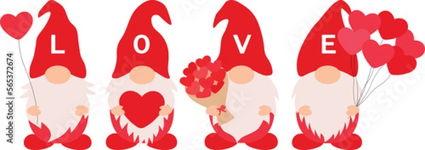 Obraz Valentine's day Gnome vector illustration