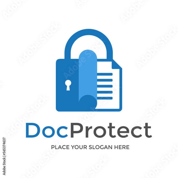 Obraz Document protection vector logo template. With shield or lock symbol.