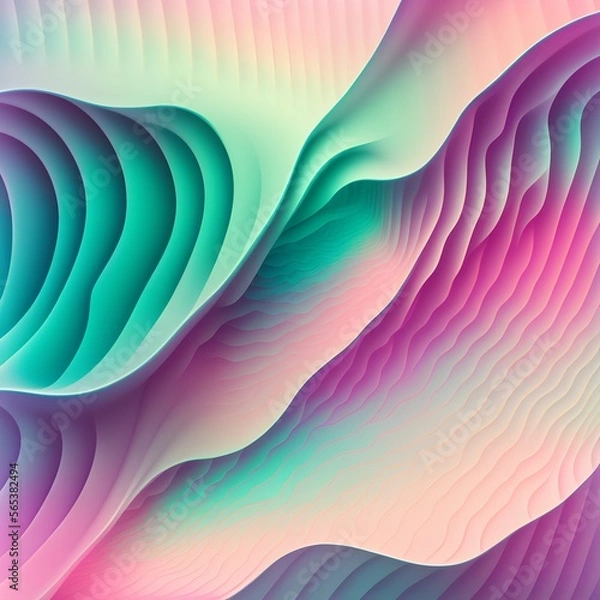 Fototapeta Wavy Background in Pastel Colors, Generative AI Illustration