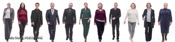 Fototapeta group of successful business people in motion isolated