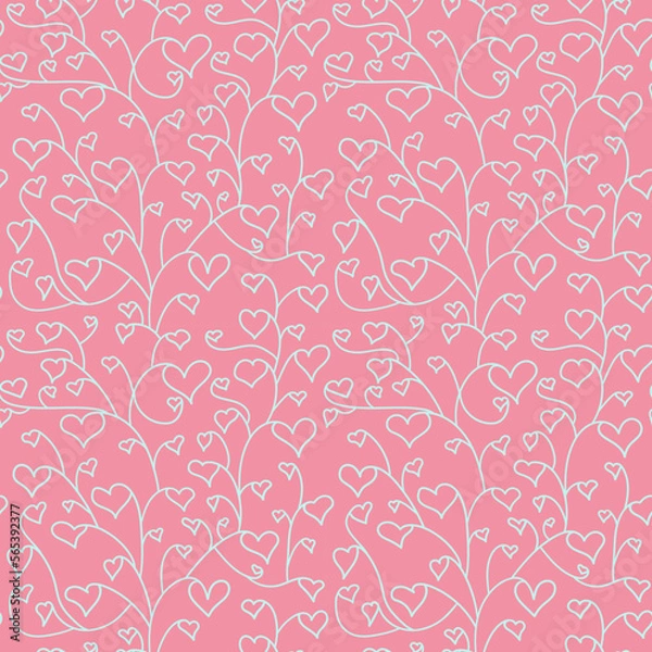Fototapeta A set of seamless patterns for Valentine s Day. 1000 by 1000 pixels with hearts. Vector graphics