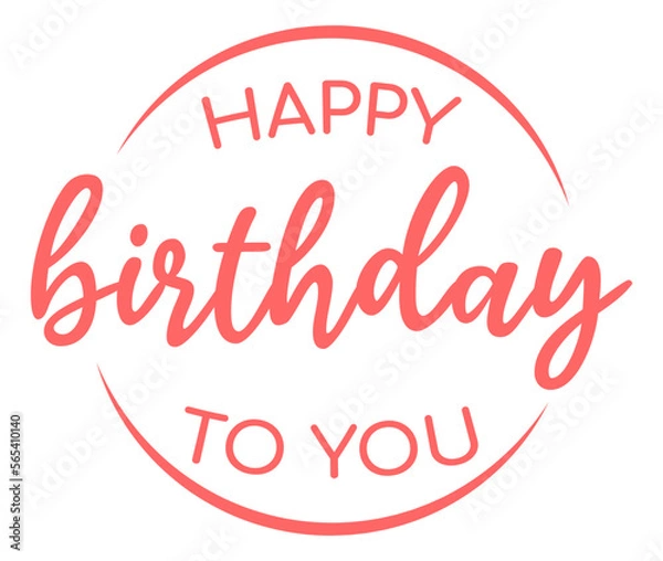 Fototapeta Happy birthday handwritten text lettering on white background.	
