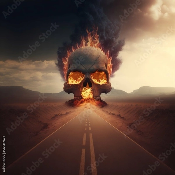 Fototapeta Road to hell eruption. Generative ai