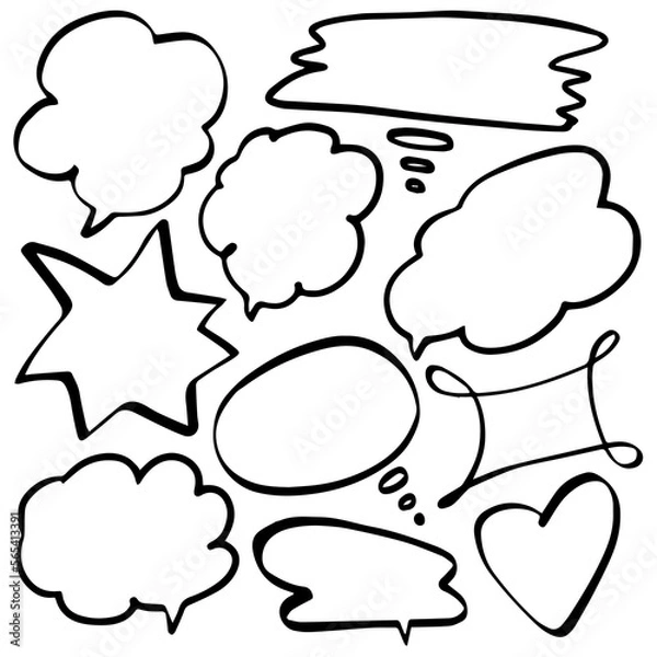 Fototapeta Speech bubbles isolated on white background. Vector illustration of text bubbles.