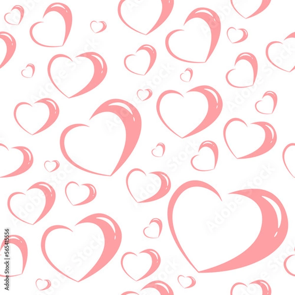 Obraz Seamless pattern pink hearts. Valentine's Day. Vector illustration