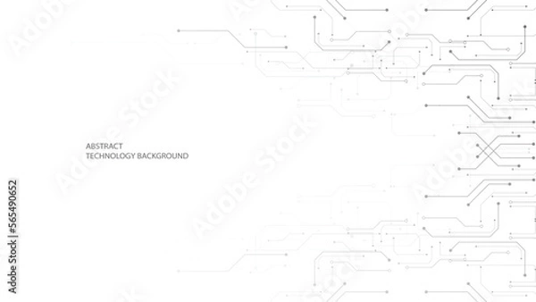 Obraz Grey white Abstract technology background, Hi-tech digital connect, Communication, High technology concept, Science background