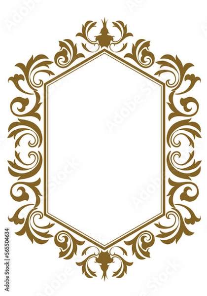 Fototapeta 表彰状、オリエント柄、アラベスク柄、ダマスク柄の飾り罫ビンテージのフレーム、エンブレム