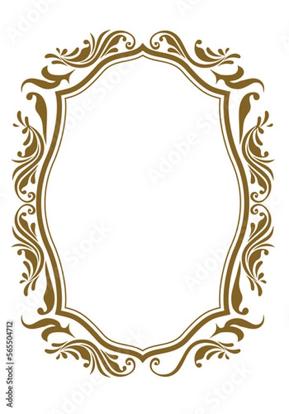 Fototapeta 表彰状、オリエント柄、アラベスク柄、ダマスク柄の飾り罫ビンテージのフレーム、エンブレム