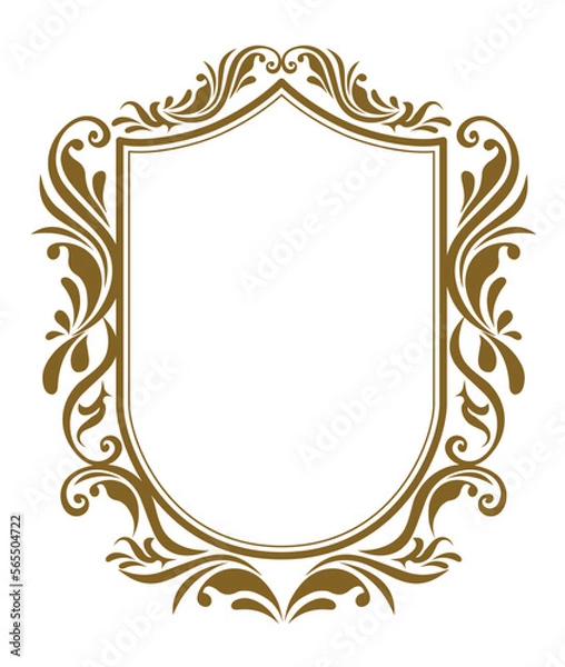 Fototapeta 表彰状、オリエント柄、アラベスク柄、ダマスク柄の飾り罫ビンテージのフレーム、エンブレム