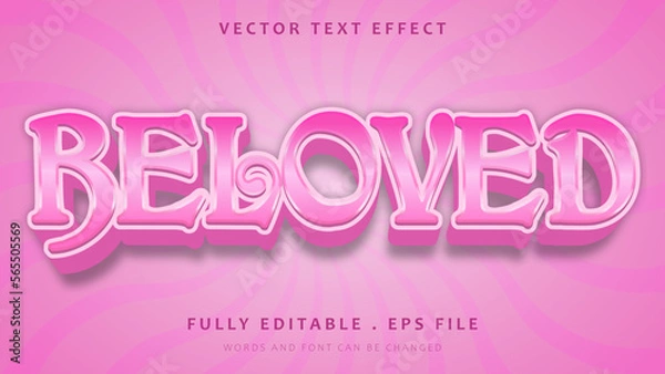Fototapeta 3d Gradient Pink Beloved Editable Text Effect Design
