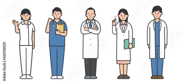 Obraz 福祉、医療従事者のイラストセット