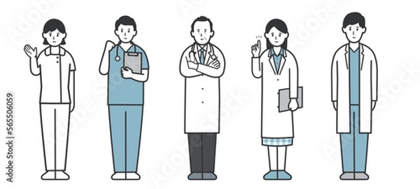 Fototapeta 福祉、医療従事者のイラストセット