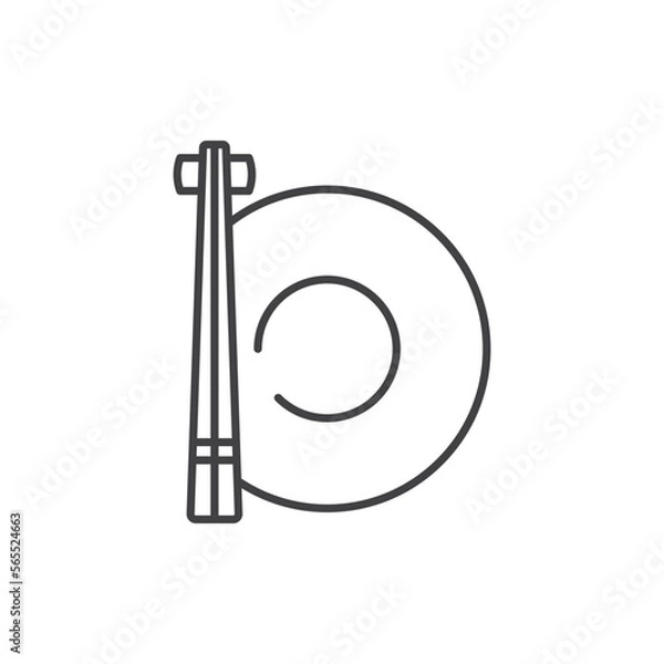 Fototapeta Chopsticks and plate line icon. linear style sign for mobile concept and web design.