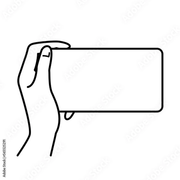 Obraz 手　スマホを持つ　白黒