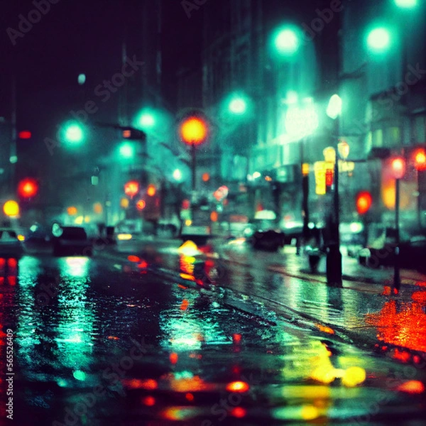 Fototapeta Night city created with Generative AI technology