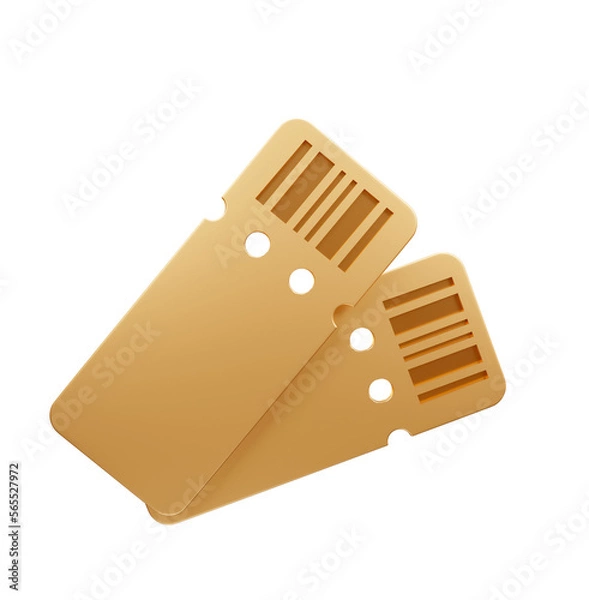 Fototapeta golden ticket coupon 3d rendering illustration