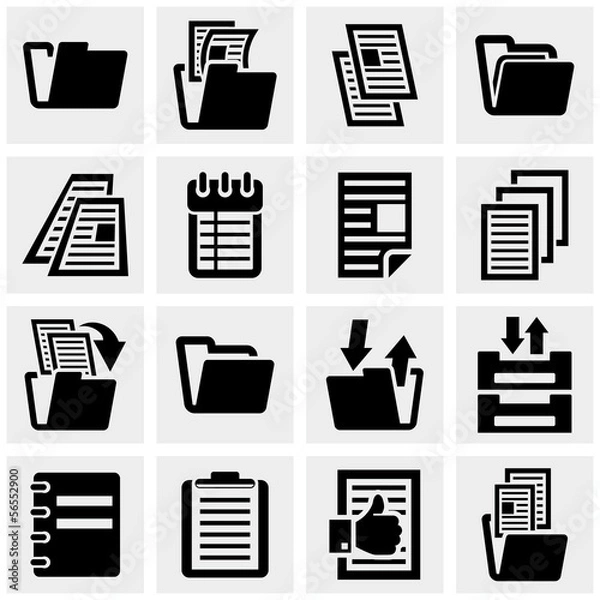 Fototapeta Document vector icons set on gray.