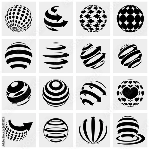 Fototapeta Globe vector icons set on gray