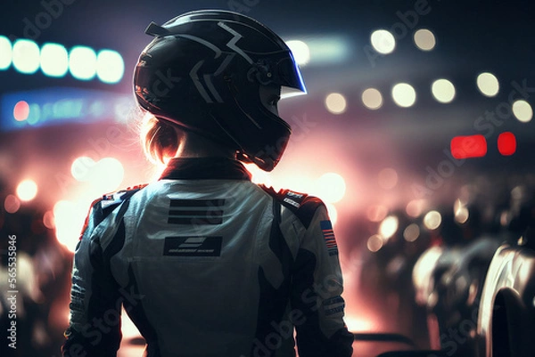 Fototapeta Race Car Driver in Team Garage - Generative Ai
