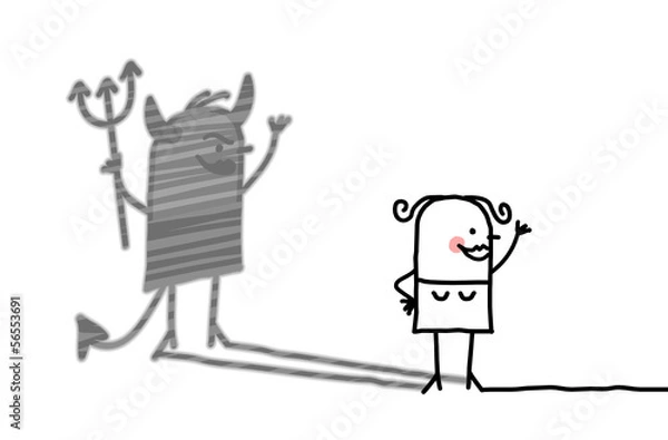 Fototapeta kind woman with devil shadow
