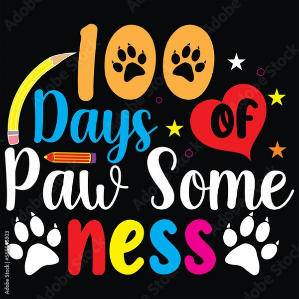 Fototapeta 100 days of school typography T-shirt Design