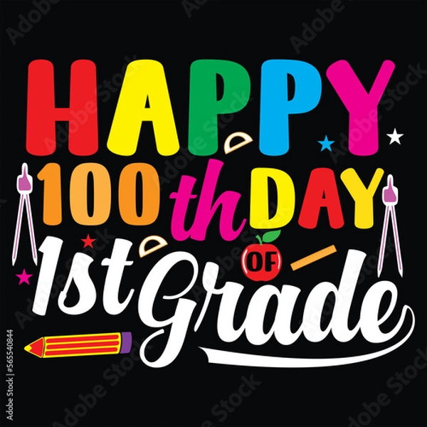 Fototapeta 100 days of school typography T-shirt Design