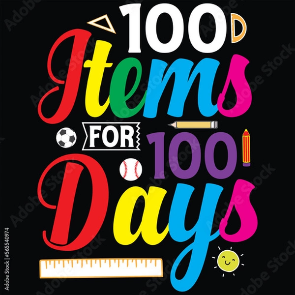 Fototapeta 100 days of school typography T-shirt Design