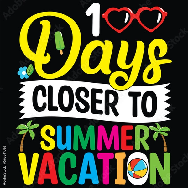 Fototapeta 100 days of school typography T-shirt Design