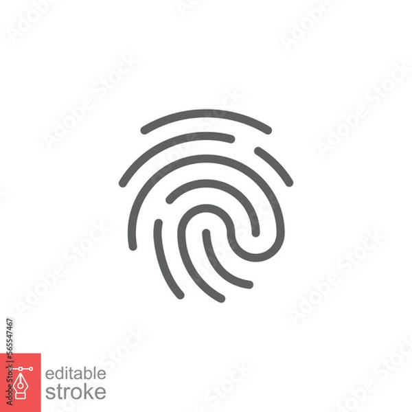 Fototapeta Fingerprint line icon. Simple outline style. Finger print, unique thumbprint, thumb scan id access, technology concept. Vector illustration isolated on white background. Editable stroke EPS 10.