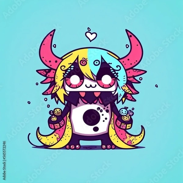 Fototapeta Funny Cute Monster Illustration [AI Generated]