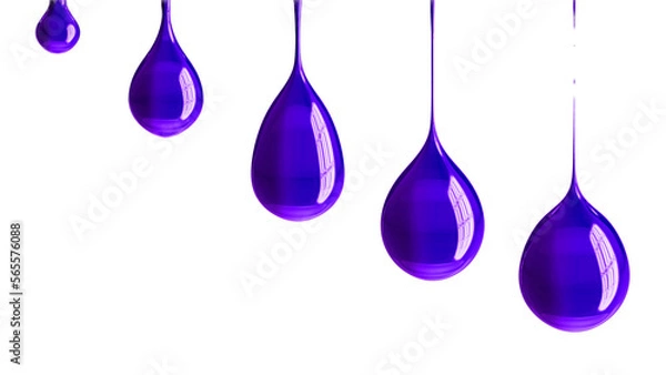 Fototapeta violet water drop is dripping on a white background
