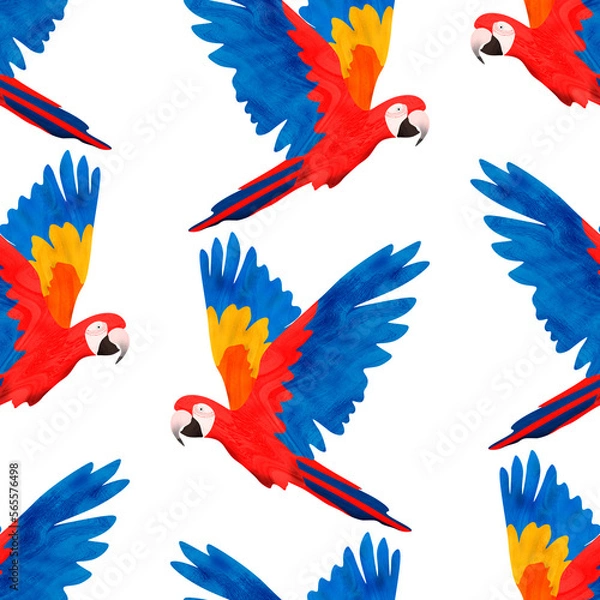 Obraz Scarlet macaws seamless pattern