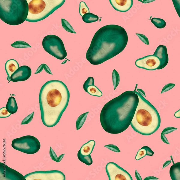 Obraz Avocados pattern with pink background